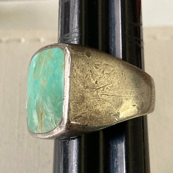 Vintage Peyote Bird amazonite ring in sterling silver setting - Picture 2 of 10